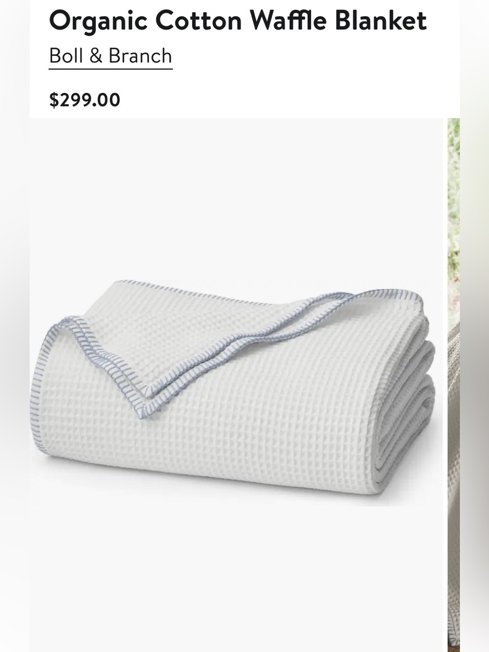 Boll & Branch NEW King/Calf king Organic Cotton Waffle Blanket $299 MSRP